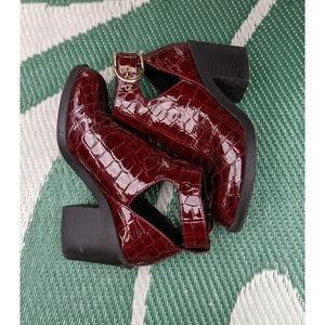 Topshop Crocodile Cutout Heeled Booties